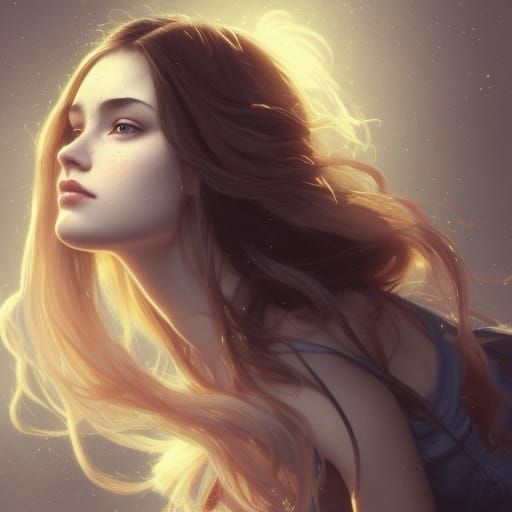 Beautiful girl with lushious hair and a smirk - AI Generated Artwork ...