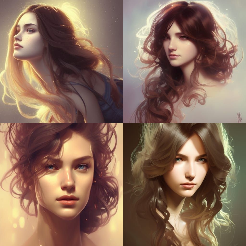 Beautiful girl with lushious hair and a smirk - AI Generated Artwork ...