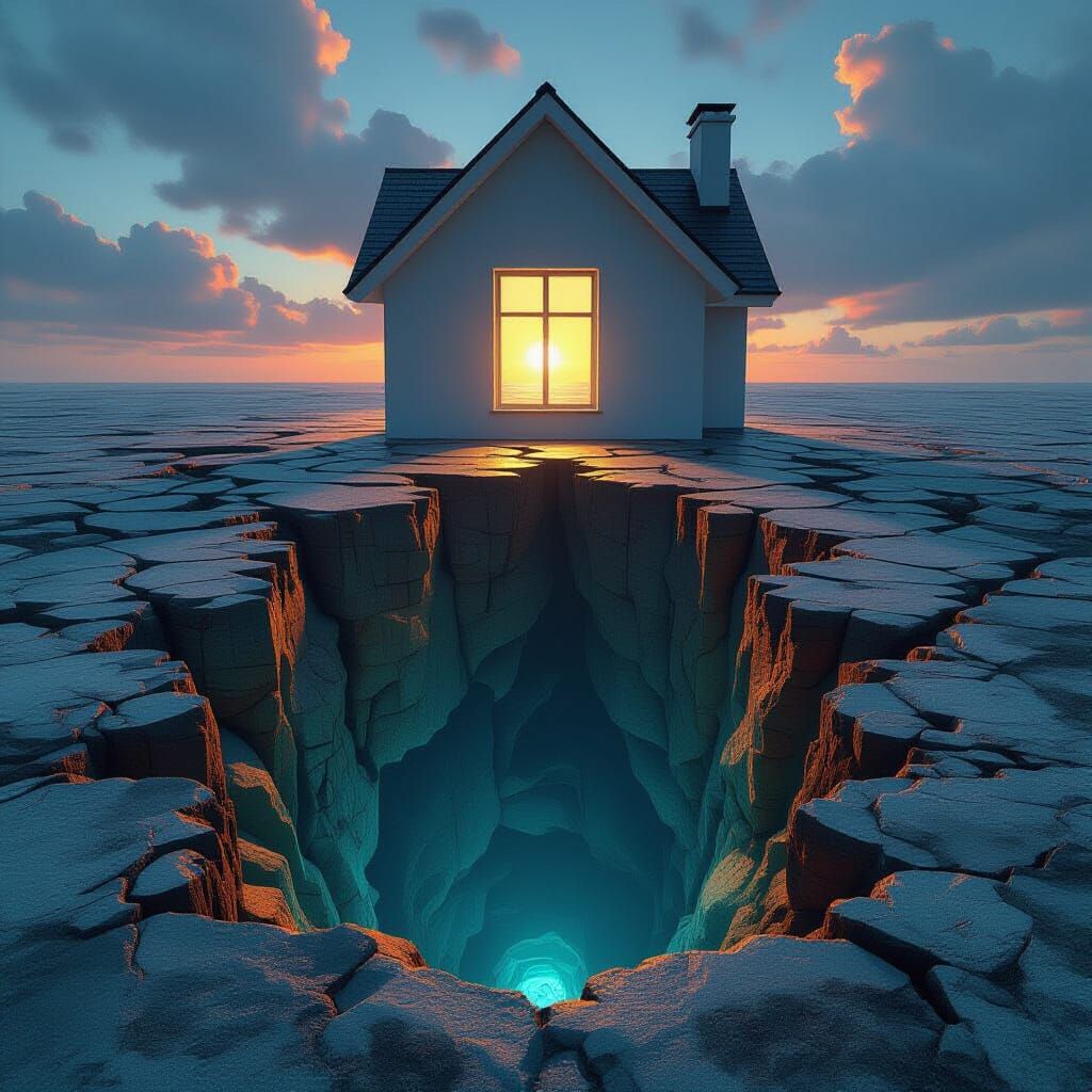 Modern House With Window Into 3D Pit