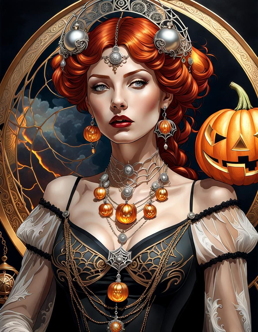 Portrait of redhead witch  by @Romanova Oksana