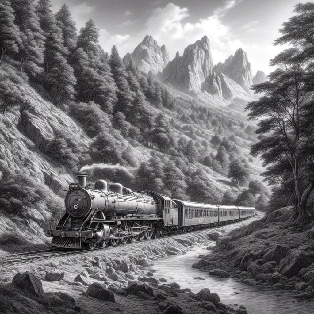 Train in pencil sketch