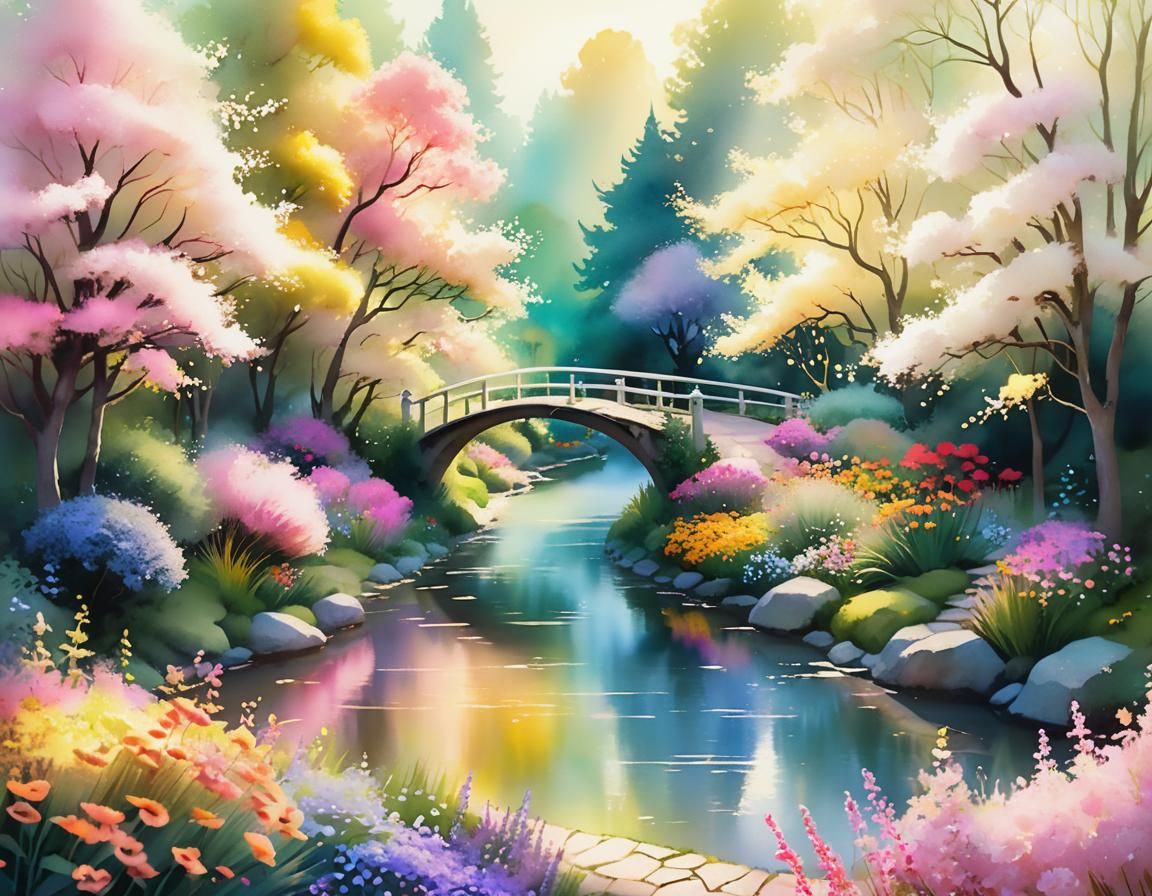 Dreamy Garden Landscape in Digital Matte Painting