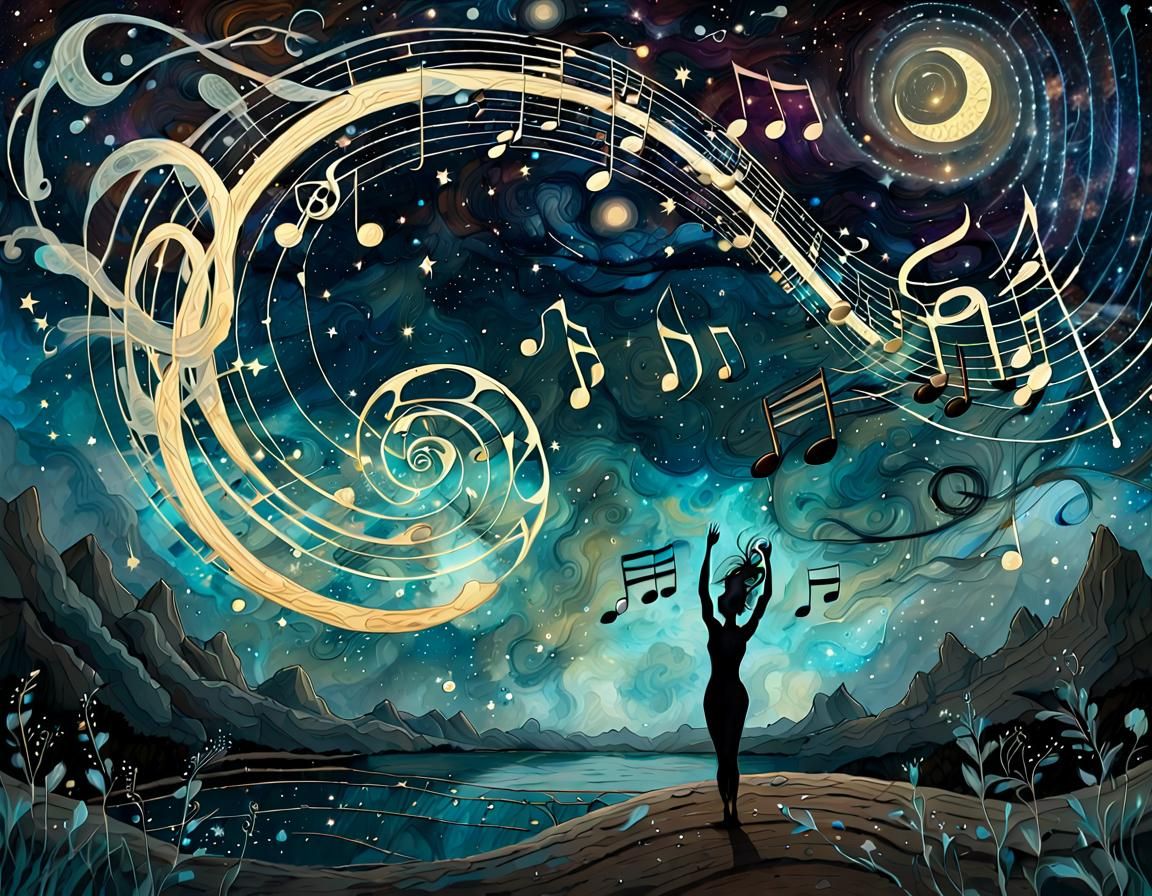 music swirling up to the heavens.  by @Twinwaffle