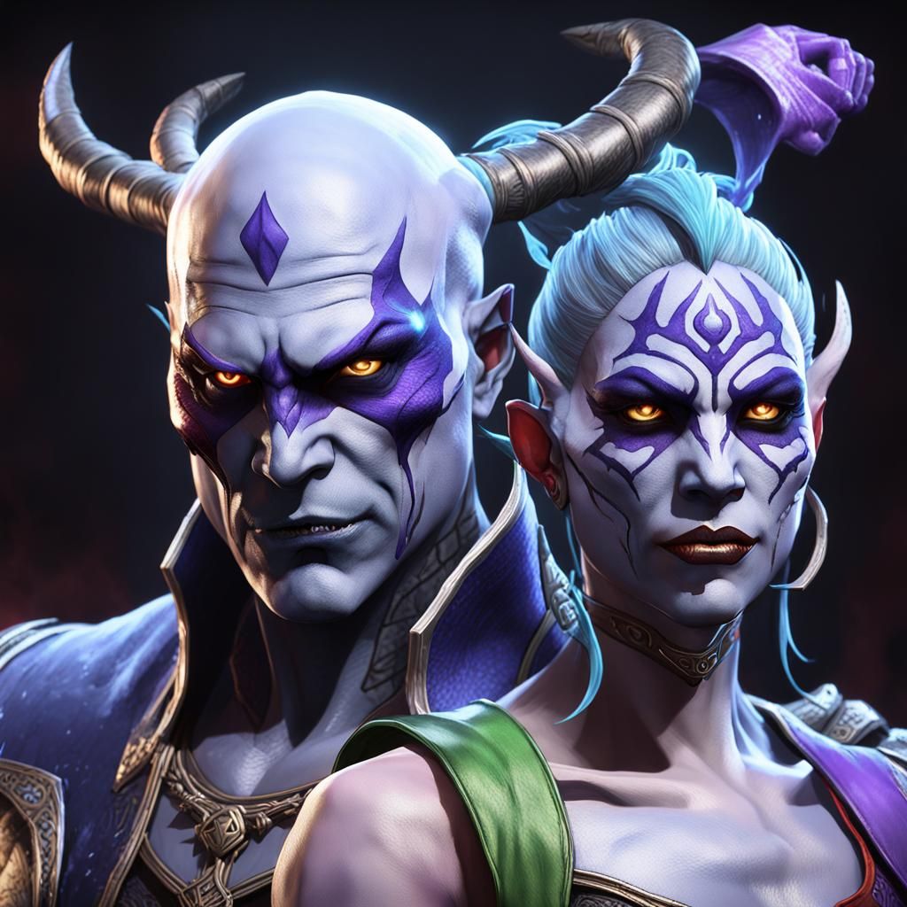 Quan Chi Resurrects Sindel: Detailed Digital Portrait