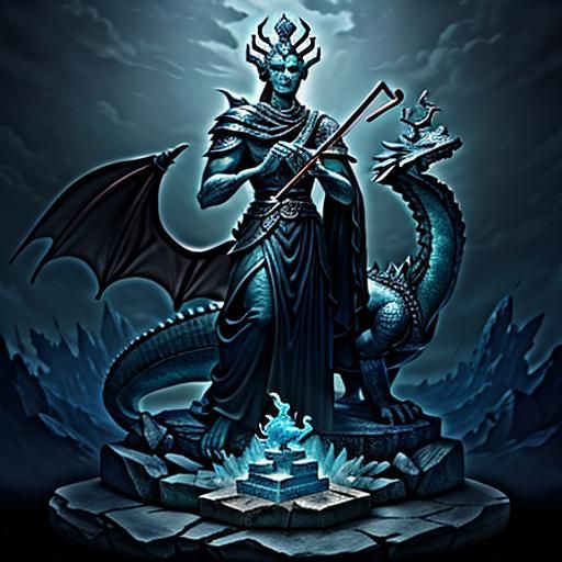 Dragon god being slowly freed from its stone encased prison ...