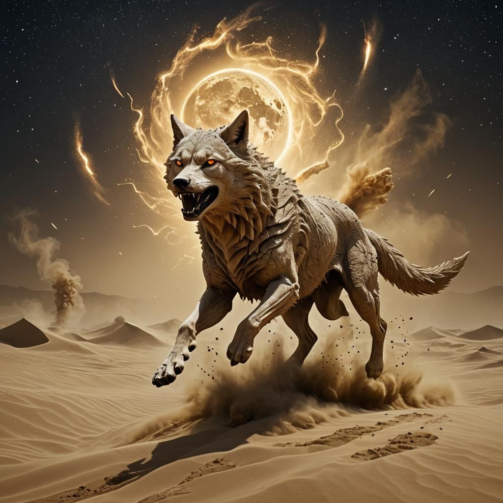 A huge sand wolf - AI Generated Artwork - NightCafe Creator