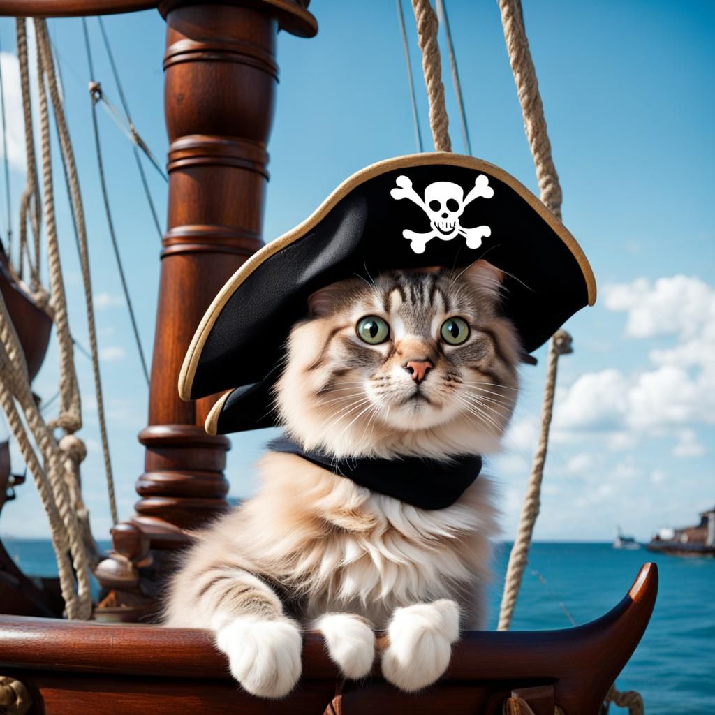 cat on a pirate ship AI Generated Artwork NightCafe Creator