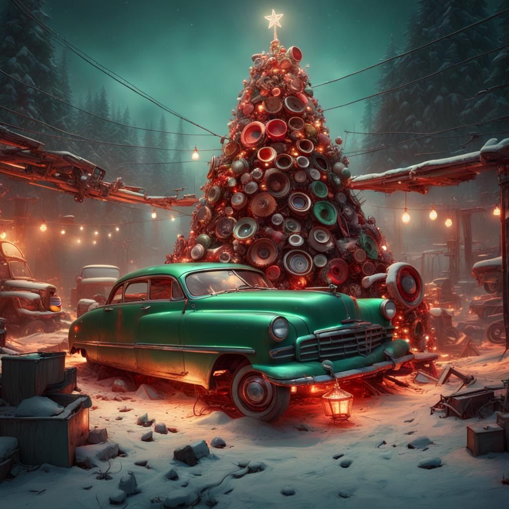 Junkyard Christmas  by @72vapeaiart