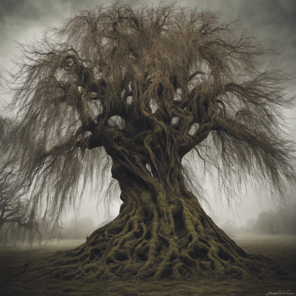 A ancient willow tree beckoning you horror zombiecore