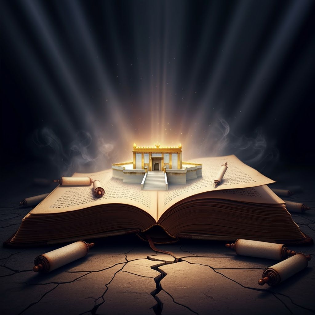 Mystical Temple Rising from Ancient Book