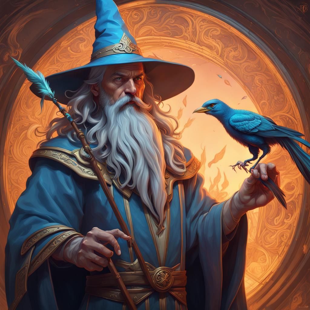 wizard with bird - AI Generated Artwork - NightCafe Creator