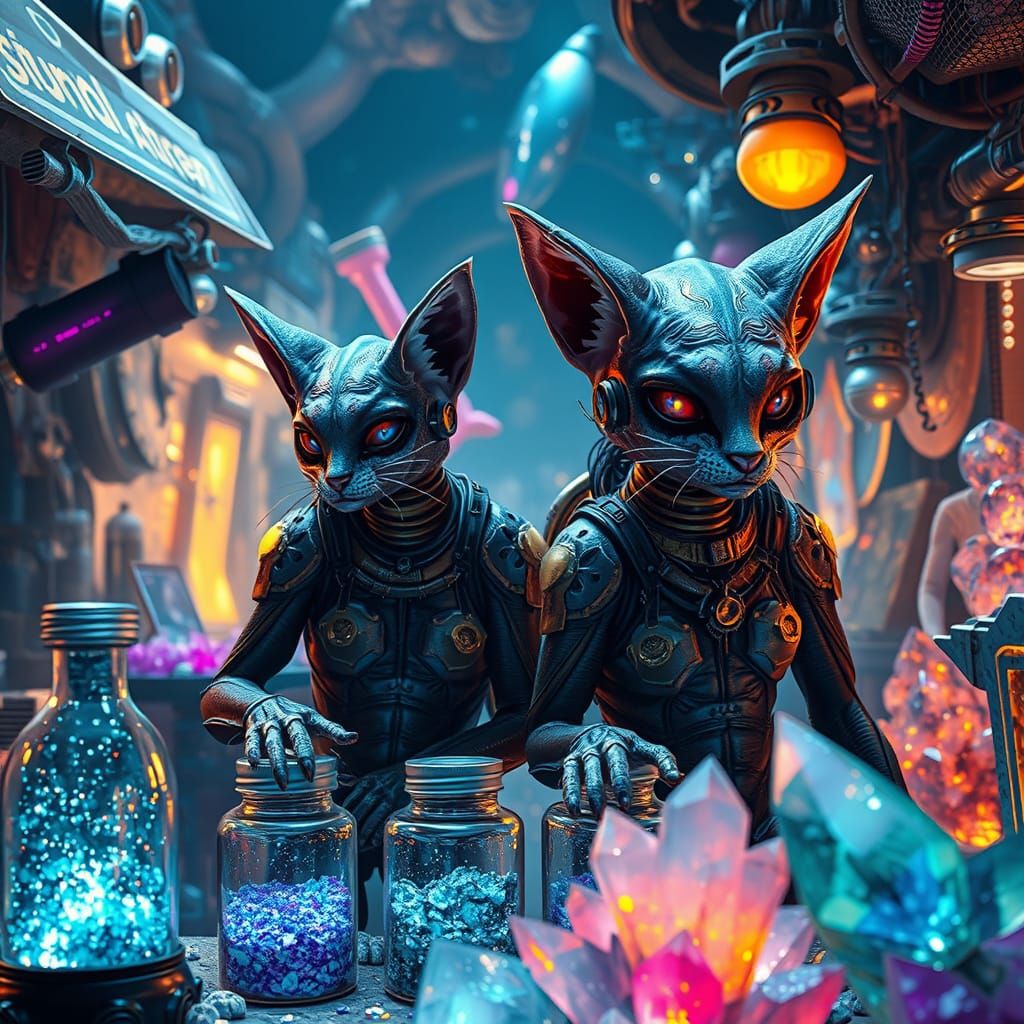Alien cat market  by @Soquasi