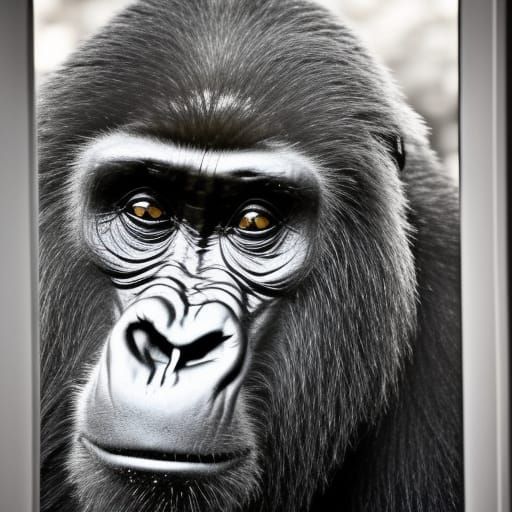 A gorilla looking at his reflection on a mirror - AI Generated Artwork ...