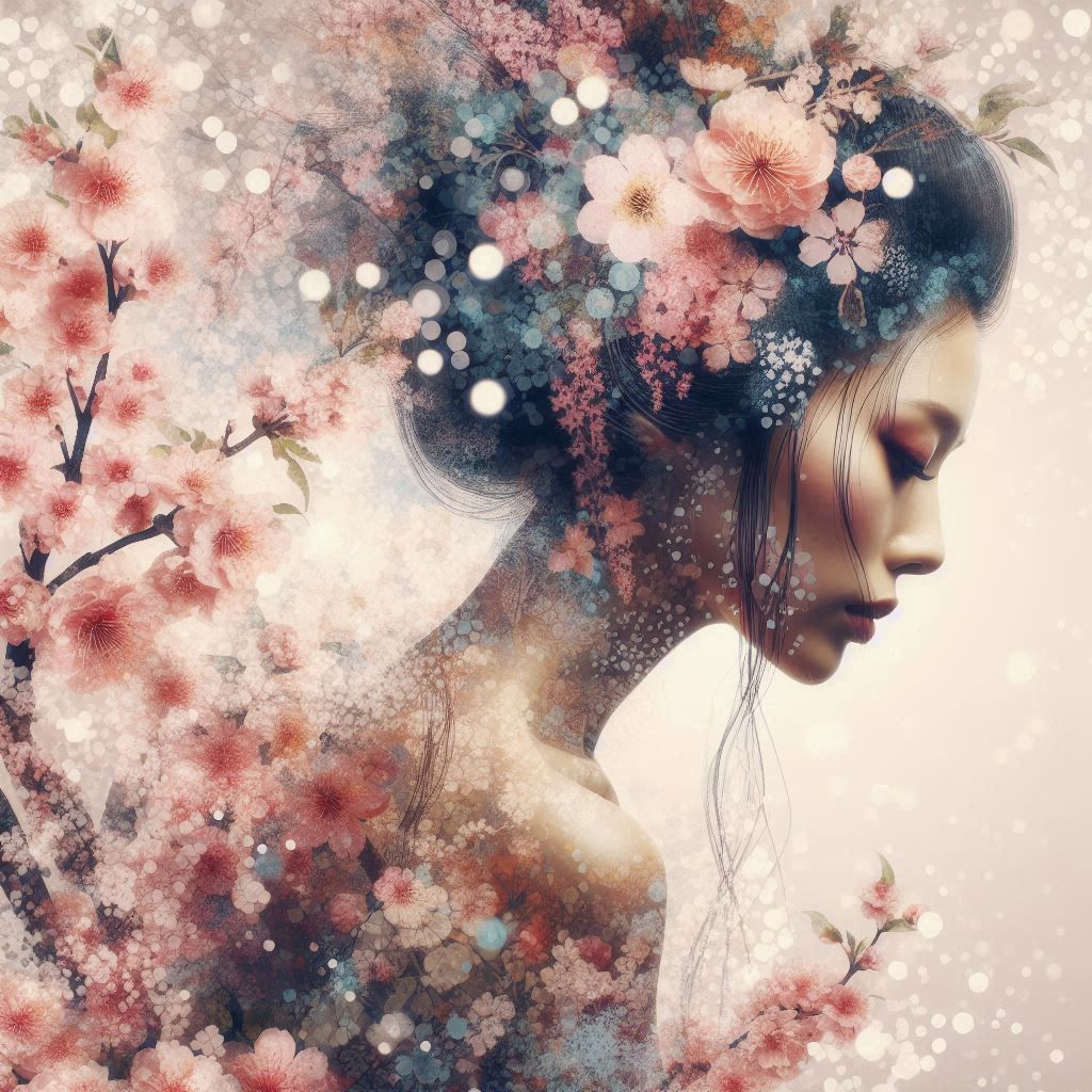 double exposure beautiful fantasy DALL-E 3 portrait landscap...