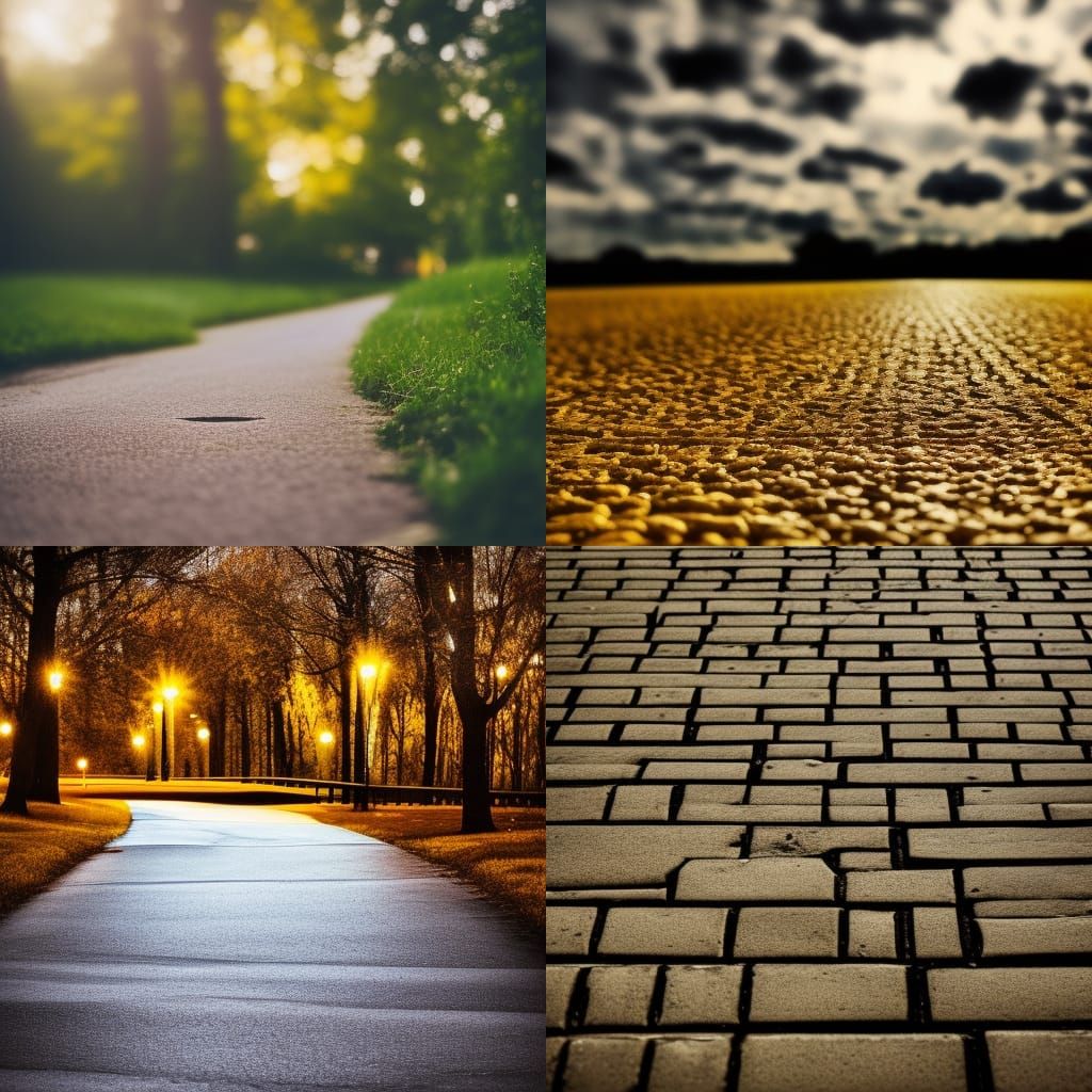 Premium AI Image  A close up of a yellow brick road with trees in