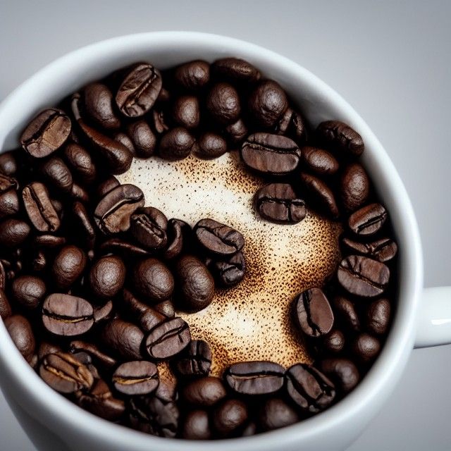 Coffee beans and a steaming mug kintsugi