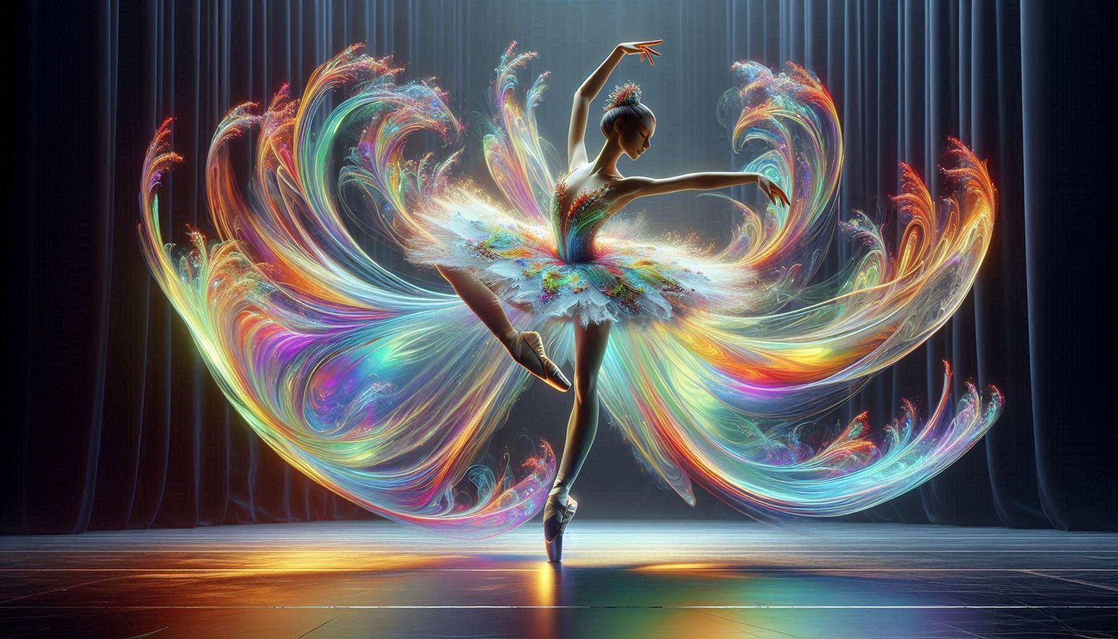 Ballerina in a swirl of colors - AI Generated Artwork - NightCafe Creator