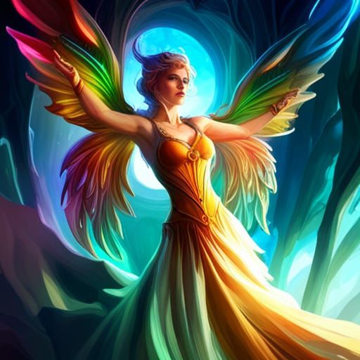 Rainbow fairy dress queen dark vines wings - AI Generated Artwork ...