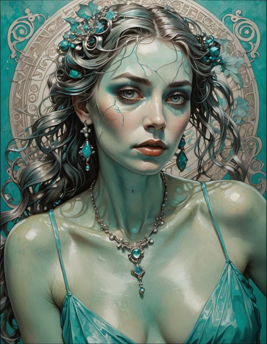 Lady in turquoise and silver