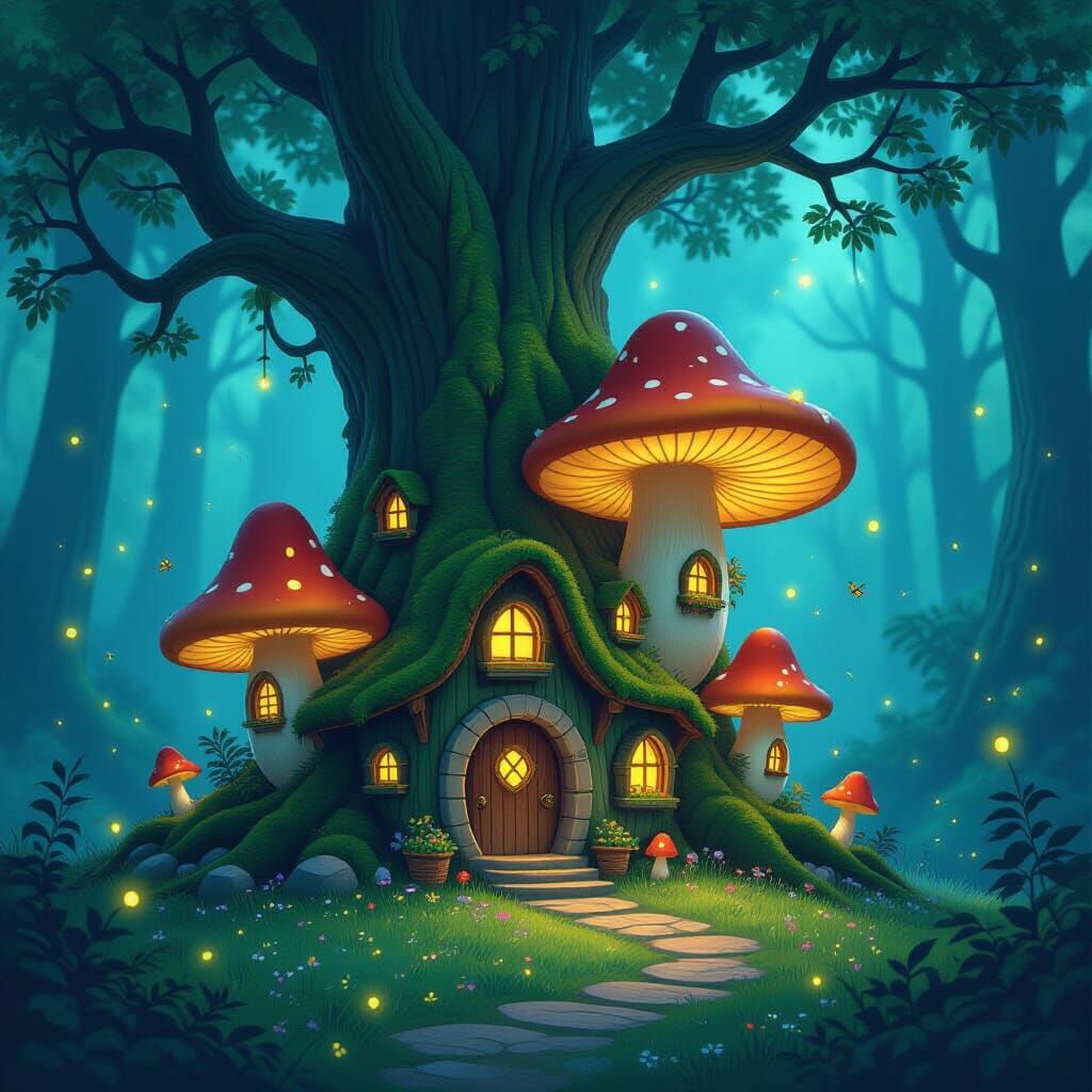 Creatively simply interpret one of the previous prompts; in other words, draw a stylized outdoor plant or fruit, or a fantastical building, ...