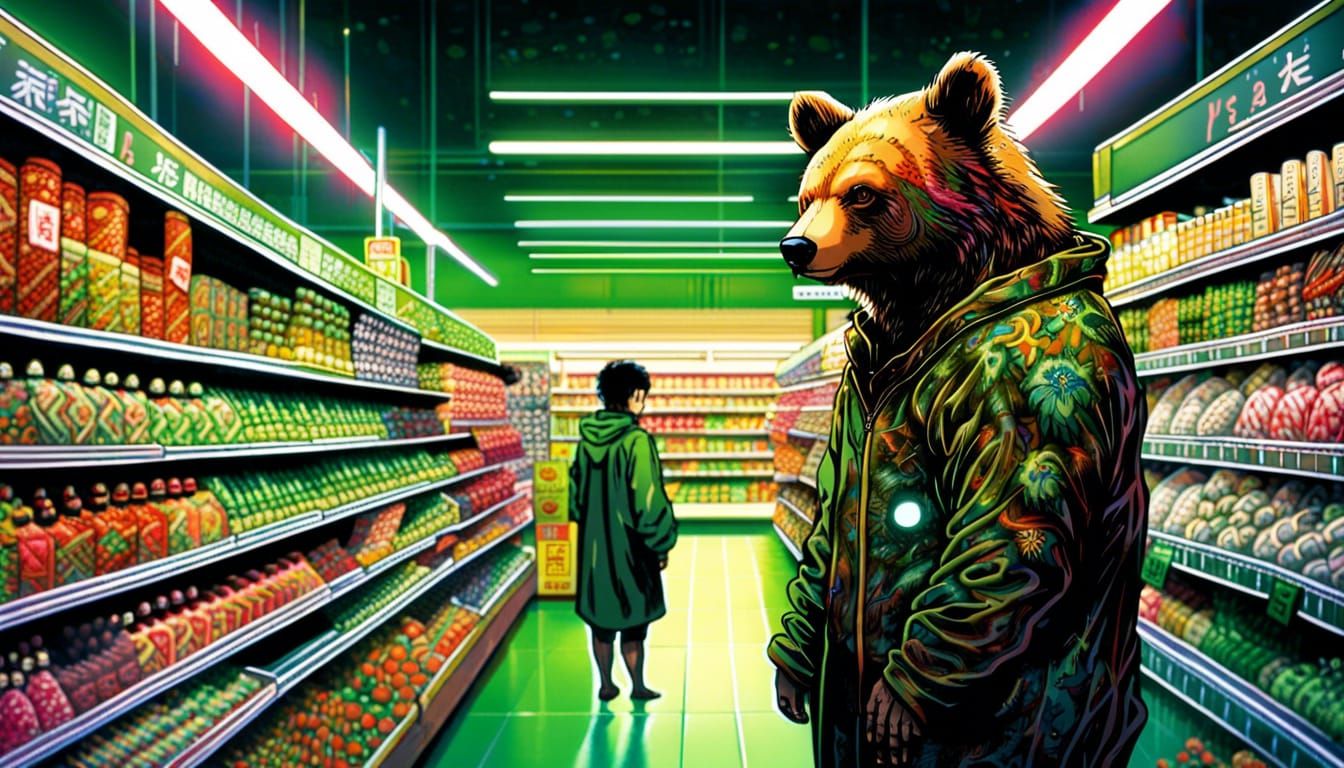 At a supermarket, only forest animals are visible. The fores...