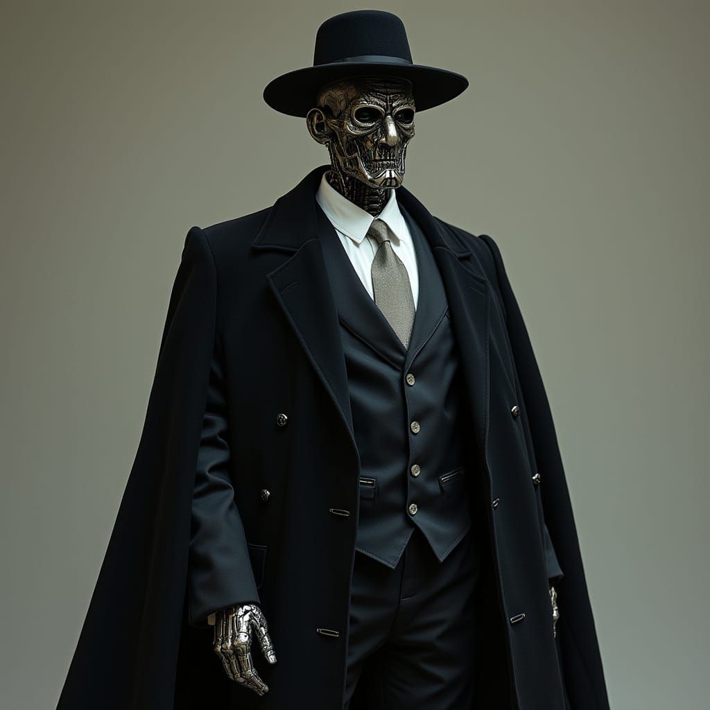 Robot in Traditional Hasidic Orthodox Jewish Attire with Fut...