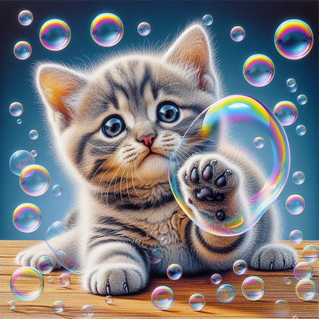 cute kitten with bubbles