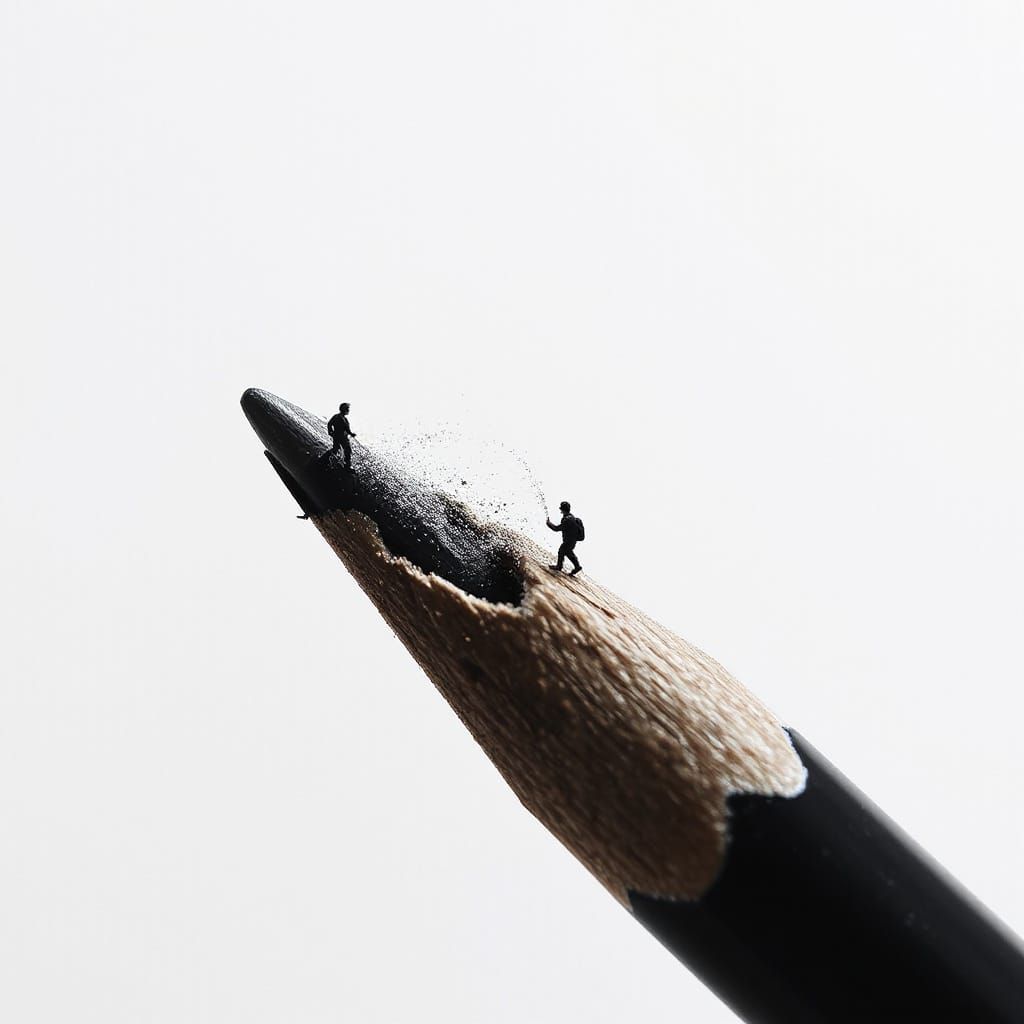 The sharpened graphite point begins to shimmer, releasing a pulse of silvery dust that drifts into the ...  by @Open Mind Lover 