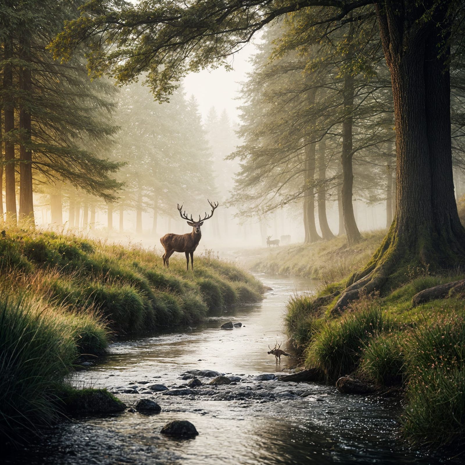 Deer in the stream