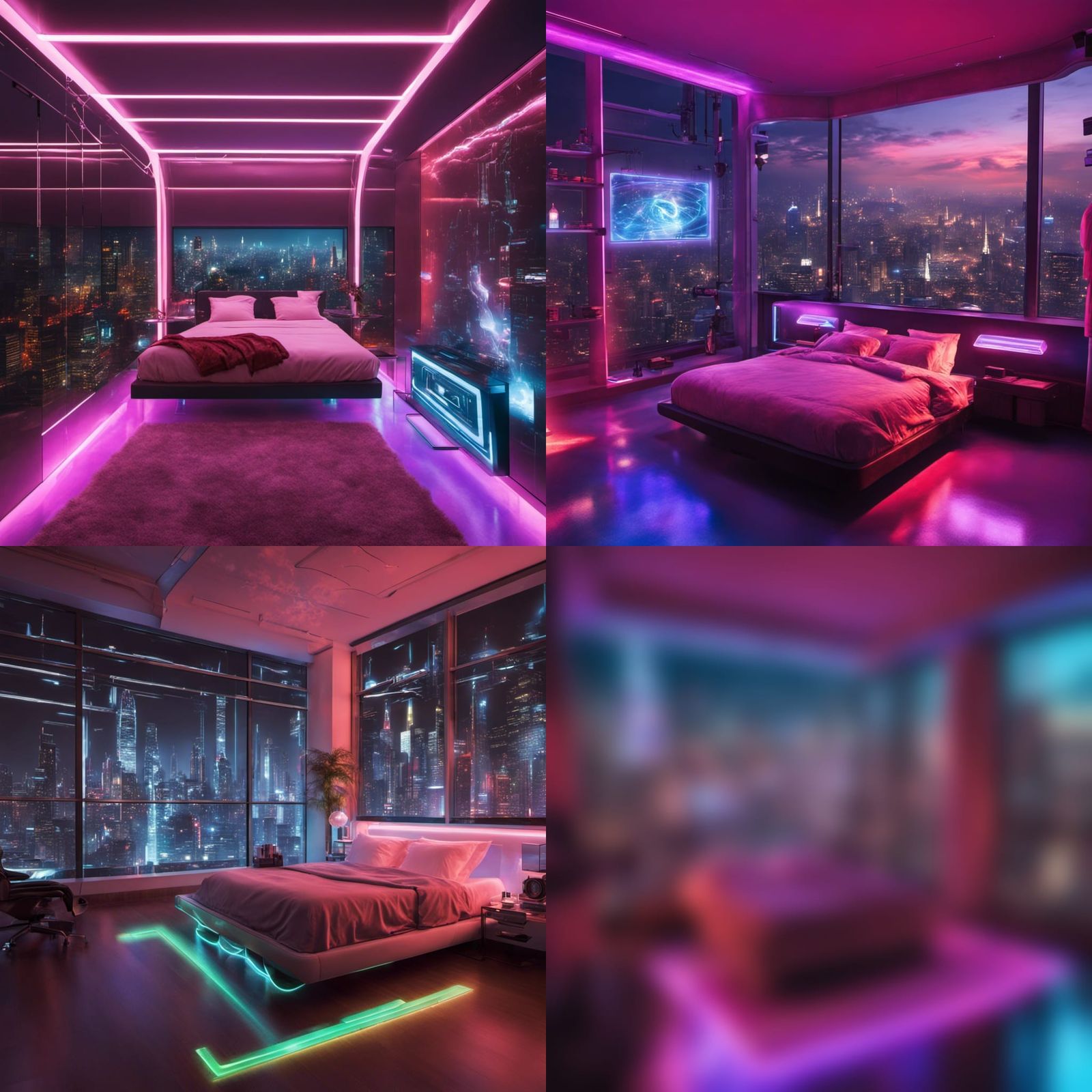 Your Dream Sci-Fi Bedroom, futuristic cityscape visible through a floor ...