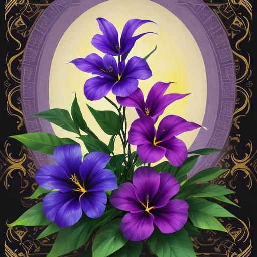 Purple allamanda flower and yellow allamanda flower, combine...
