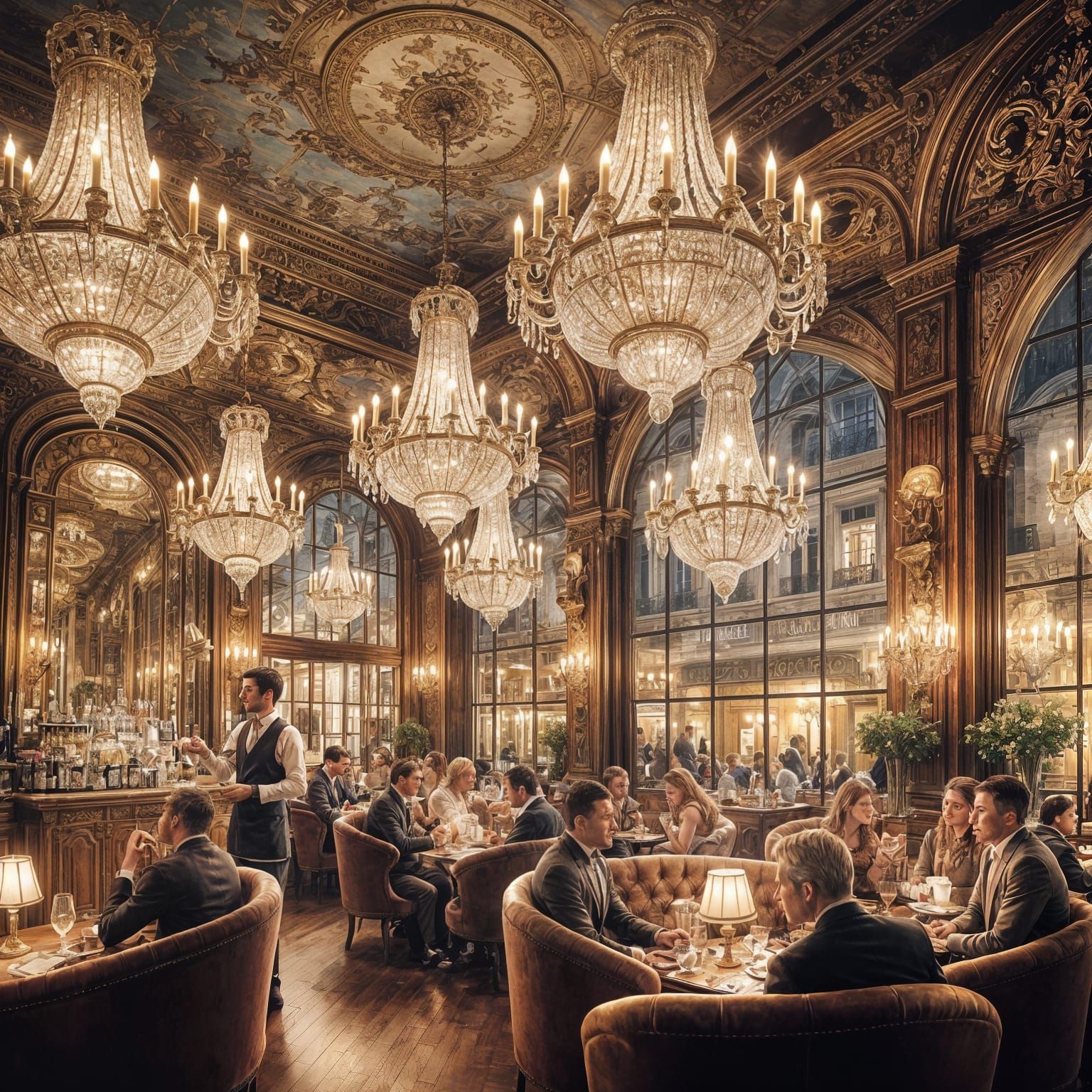Lujuoso café nocturno en Paris