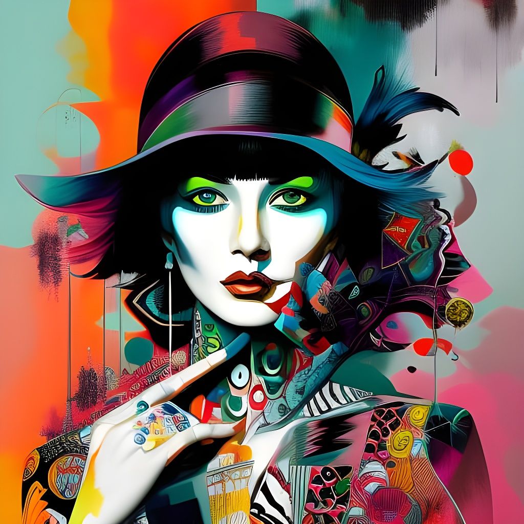 Harlequin Ink Collage 08 - AI Generated Artwork - NightCafe Creator