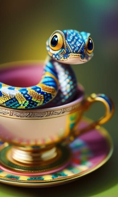 I Is Scary Snek! My Teacup!   by @Deezigns