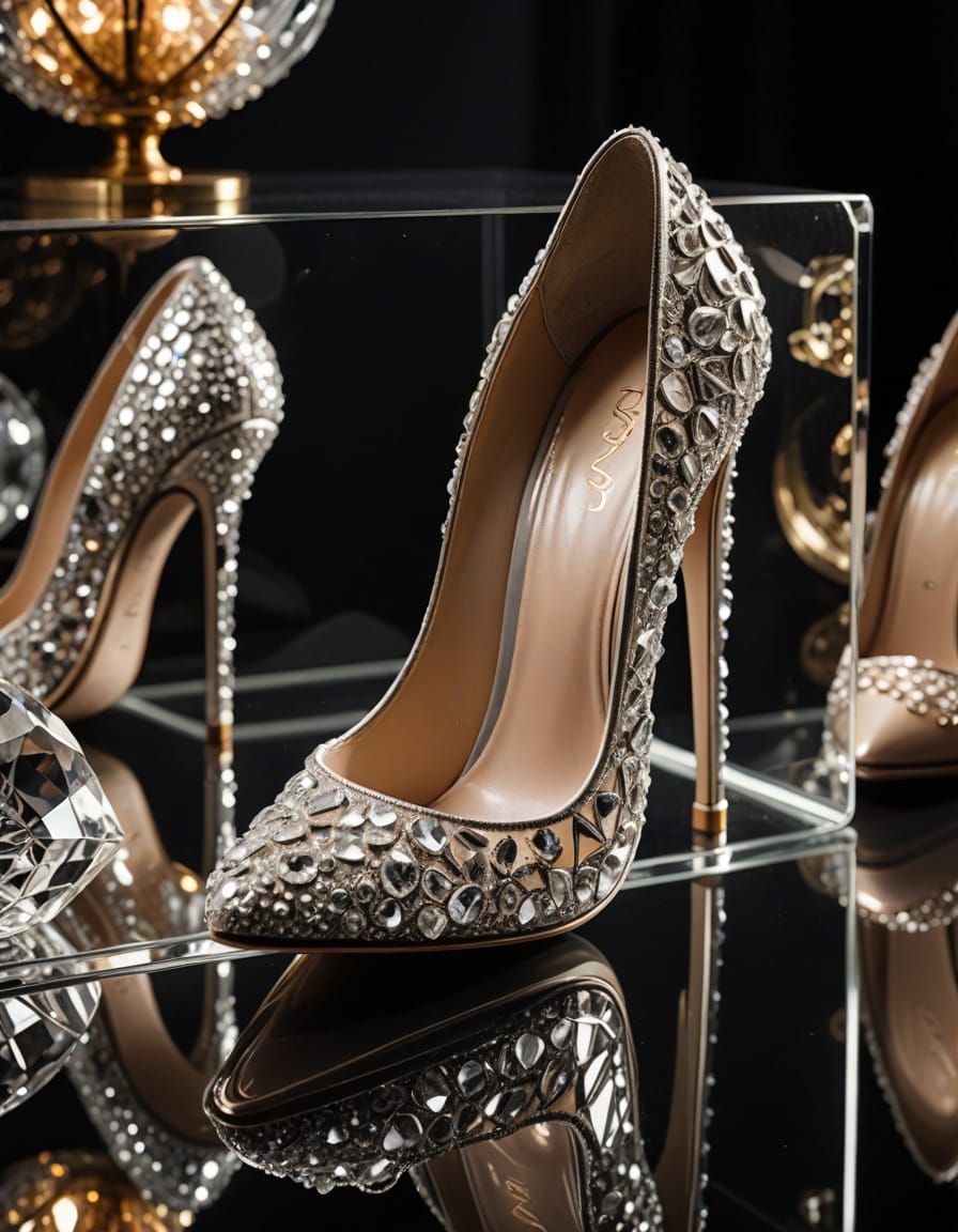 Crystal High Heels in Luxurious Glass Box