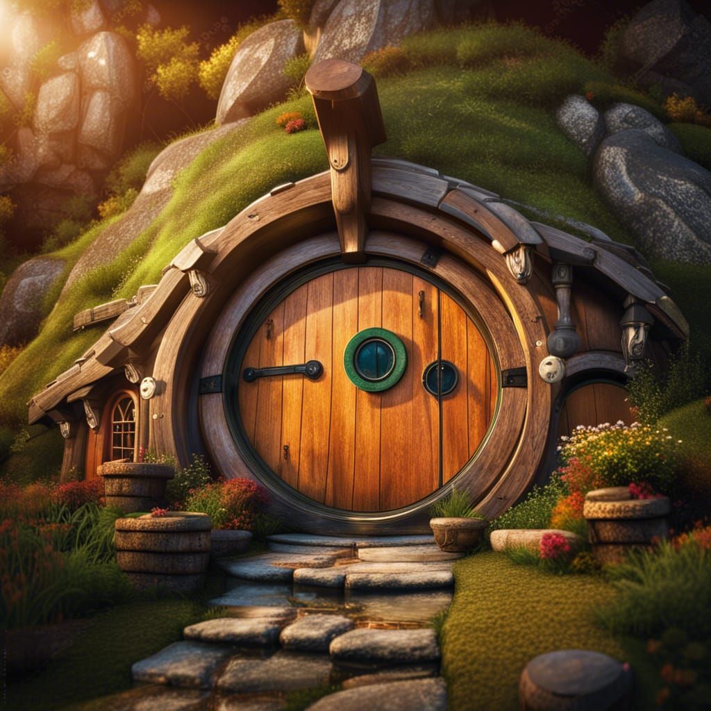 A little hobbit house in Ireland with round wooden doors and windows ...