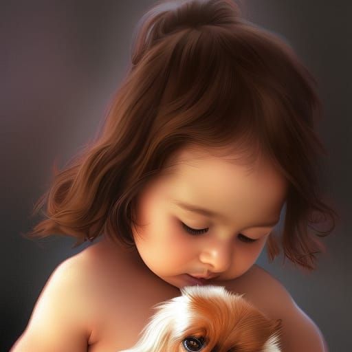 Baby with a dog