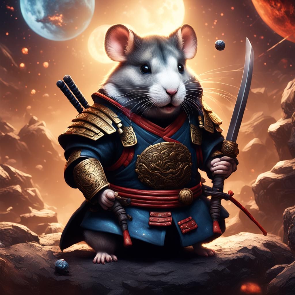 Samurai Hamster in the space