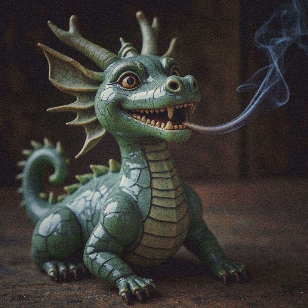 9-15 _ An intricately detailed, handmade earthenware clay dragon