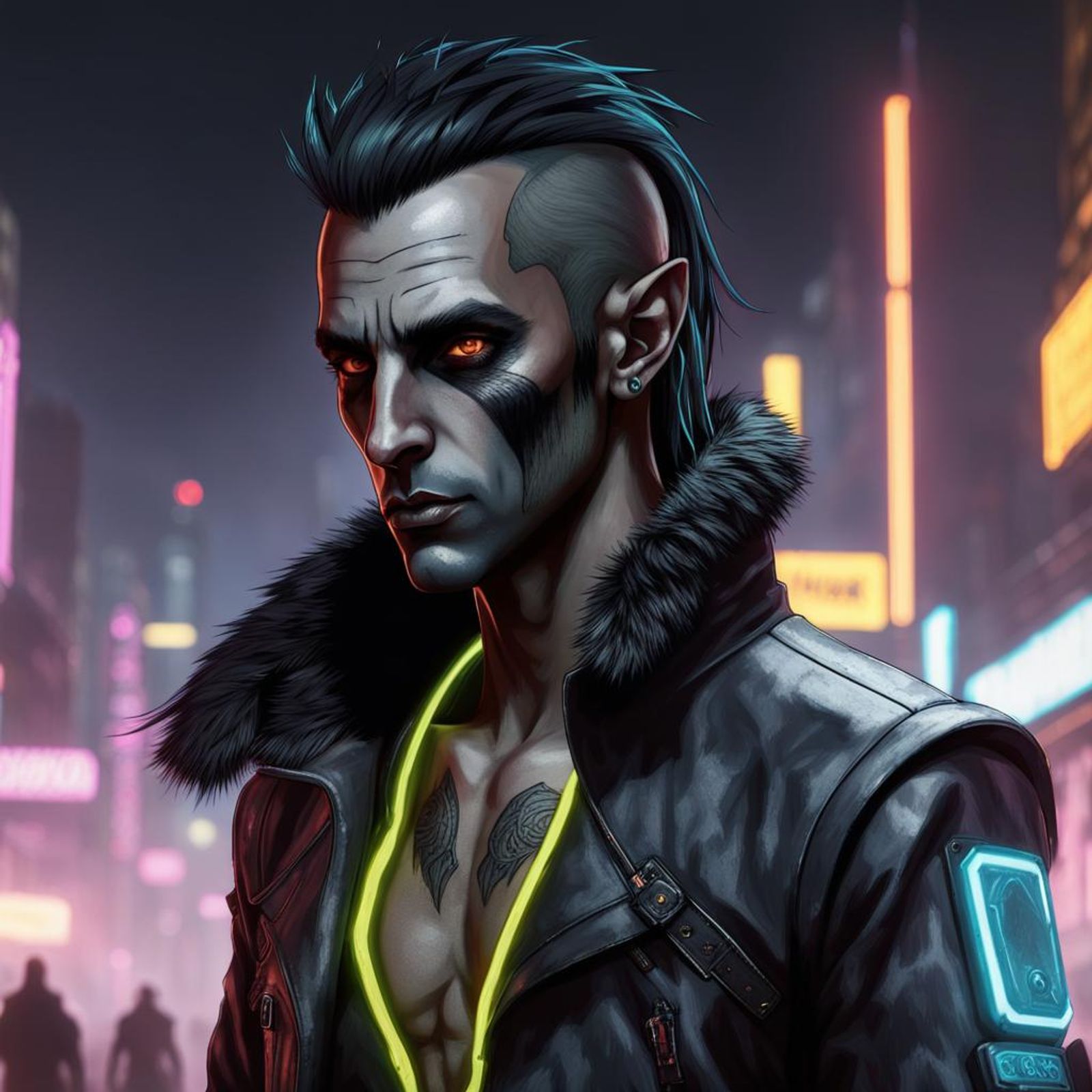 male dark elf, shadowrun, black fur - AI Generated Artwork - NightCafe ...