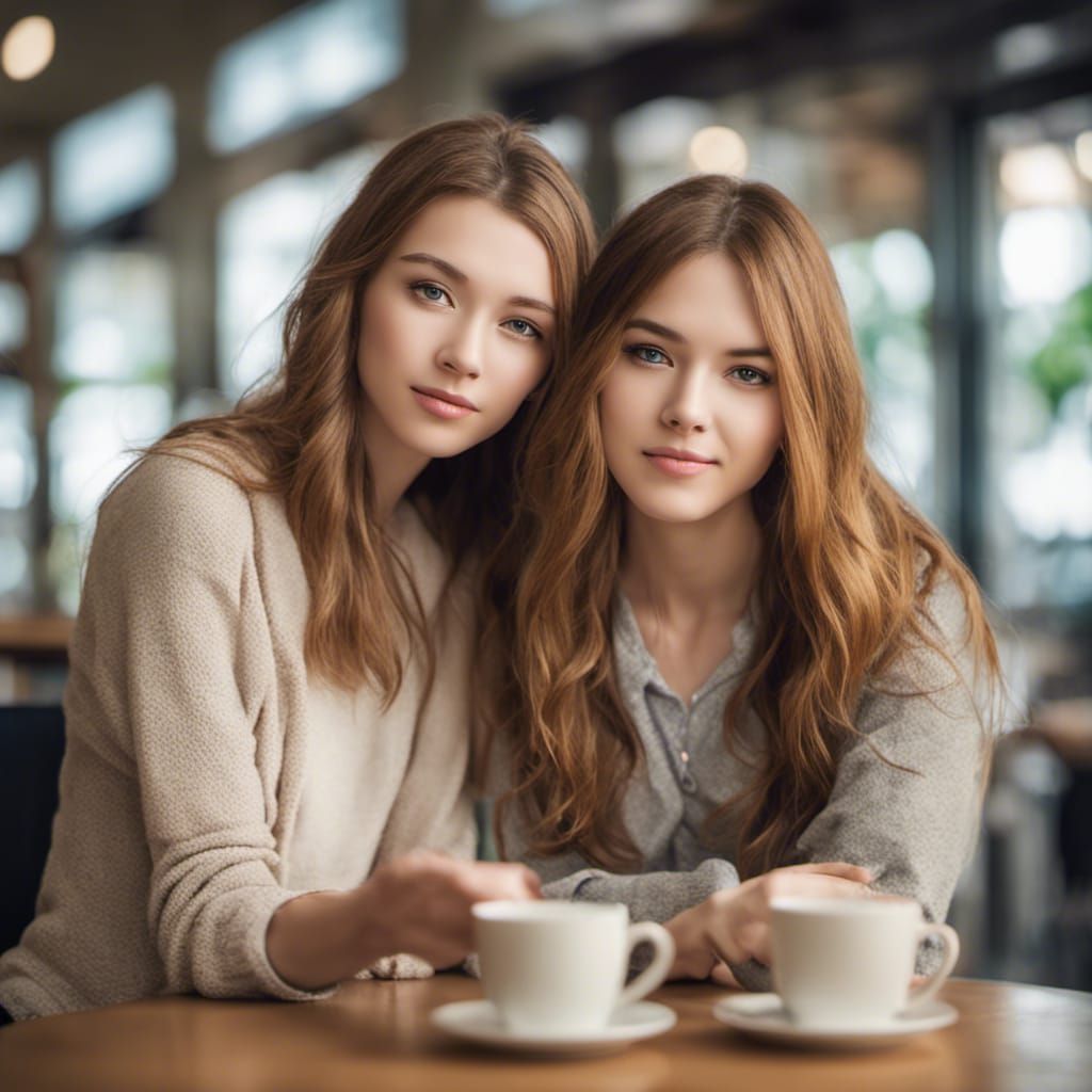 two young beautiful women in library cafe
Professional photo...