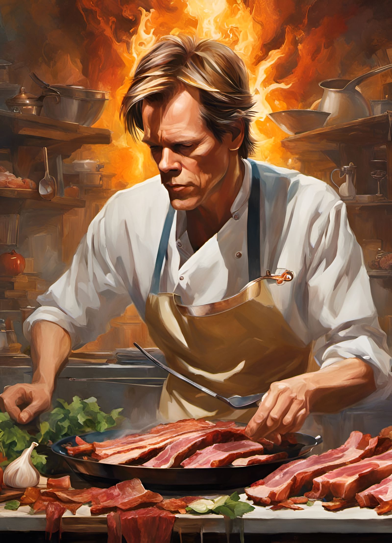 Bacon cooking bacon AI Generated Artwork NightCafe Creator