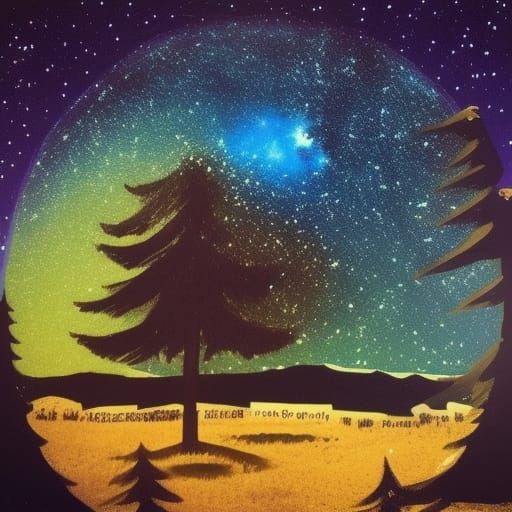 Cosmic Night Sky with Stars and Comets