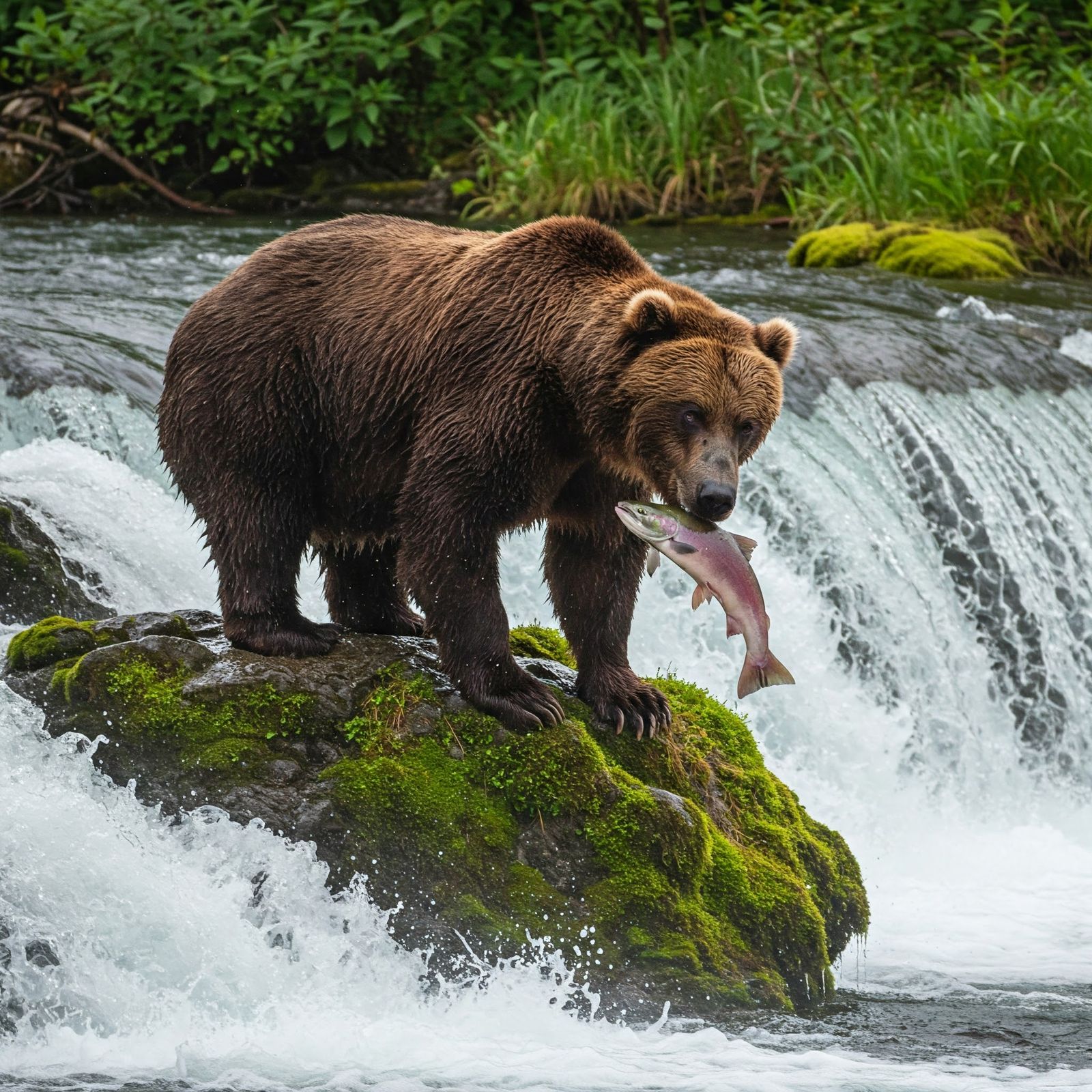 Bear catching fish