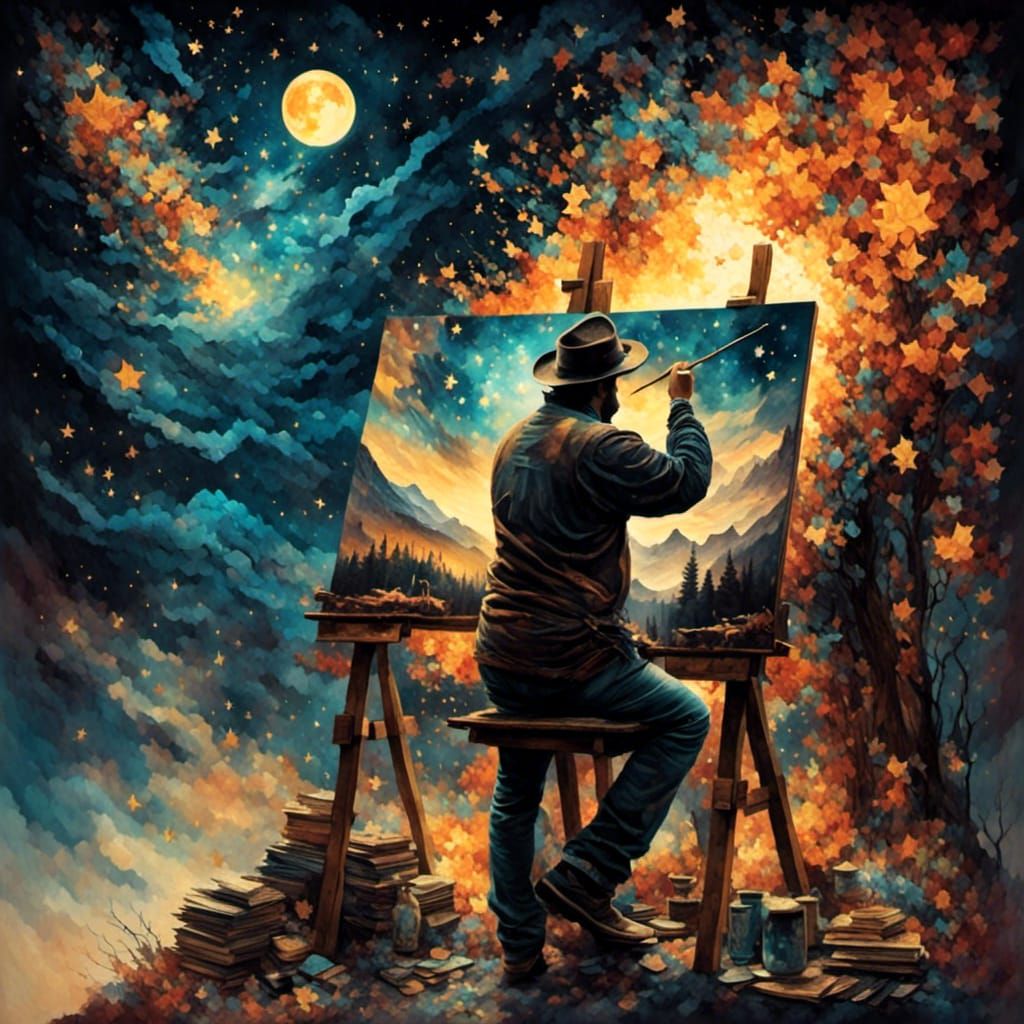 painter painting a painting