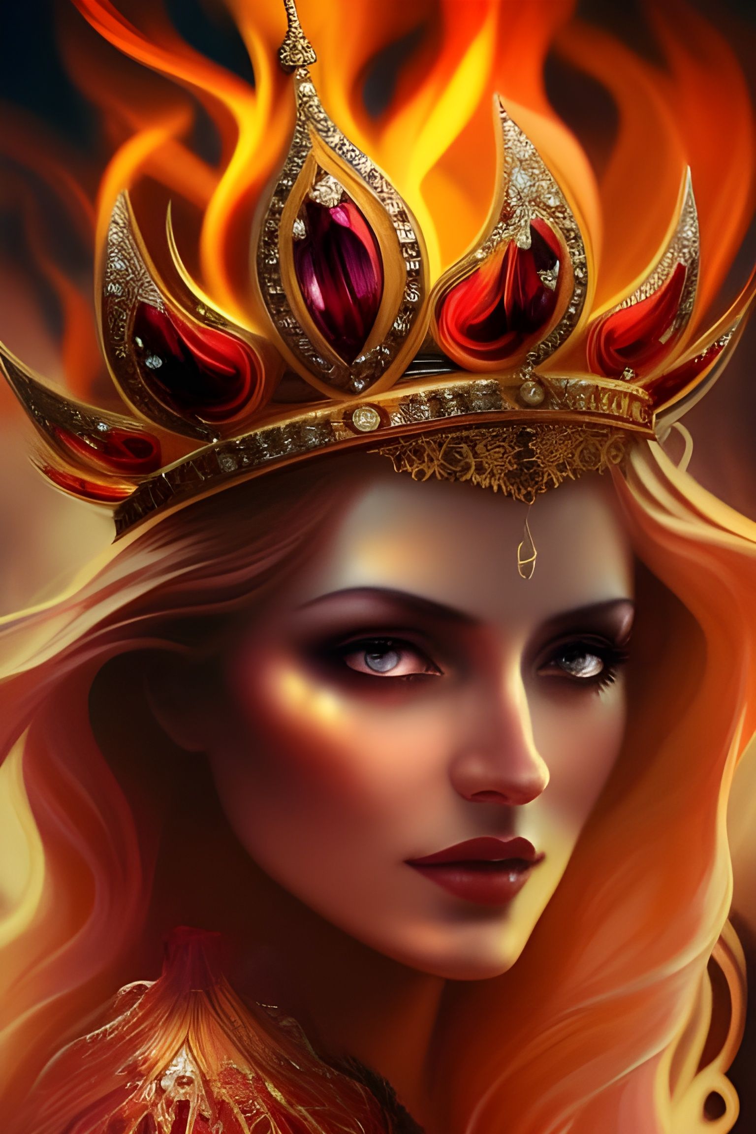 Frozen flames and fire crown
