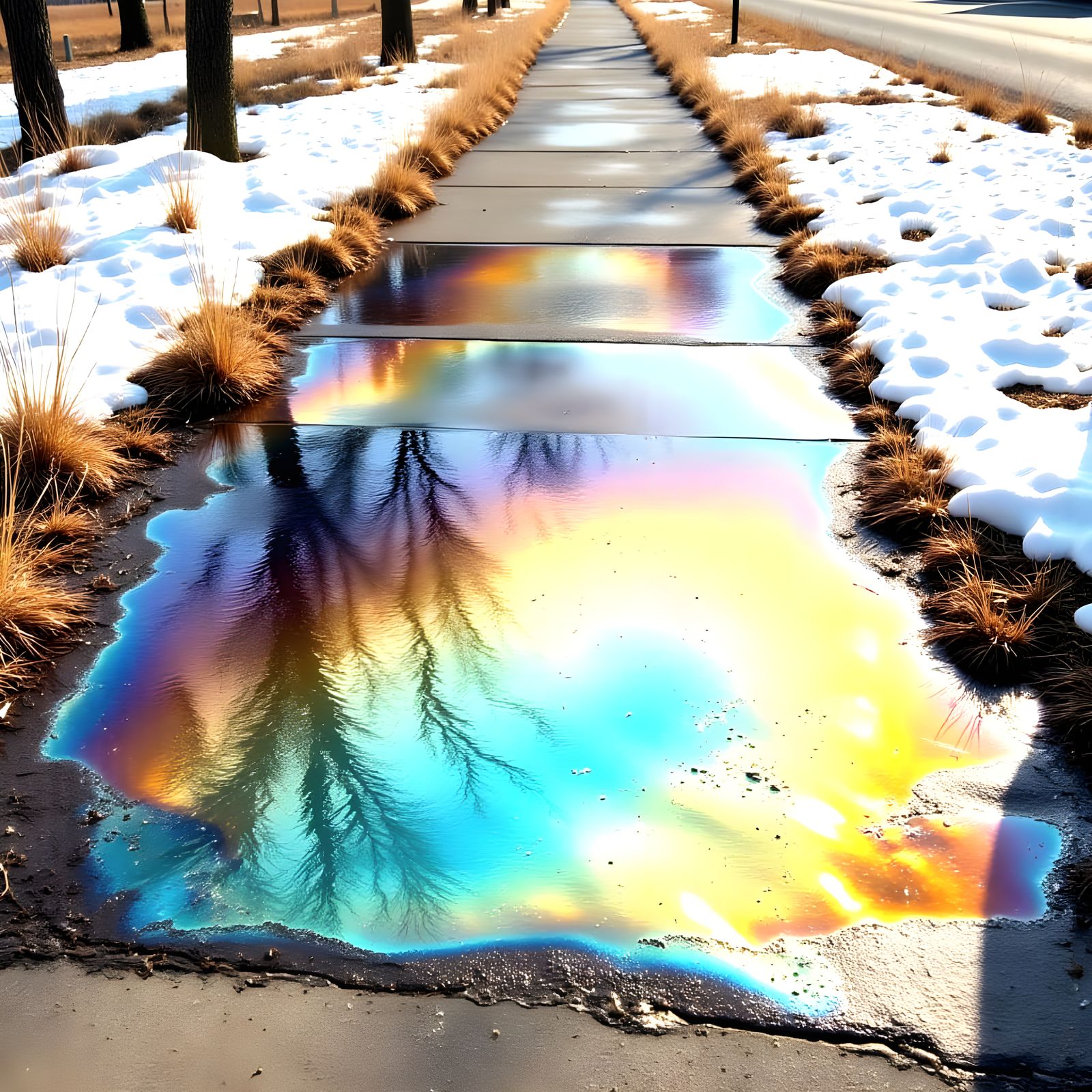 "Sidewalk.."
<lora:Exquisite Flux:1.0> <lora:Color The Unexpected:1.0> Concrete sidewalk with a spill ...  by @Bill Wallace