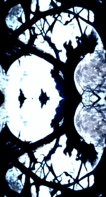 Werewolf under the moon bare trees