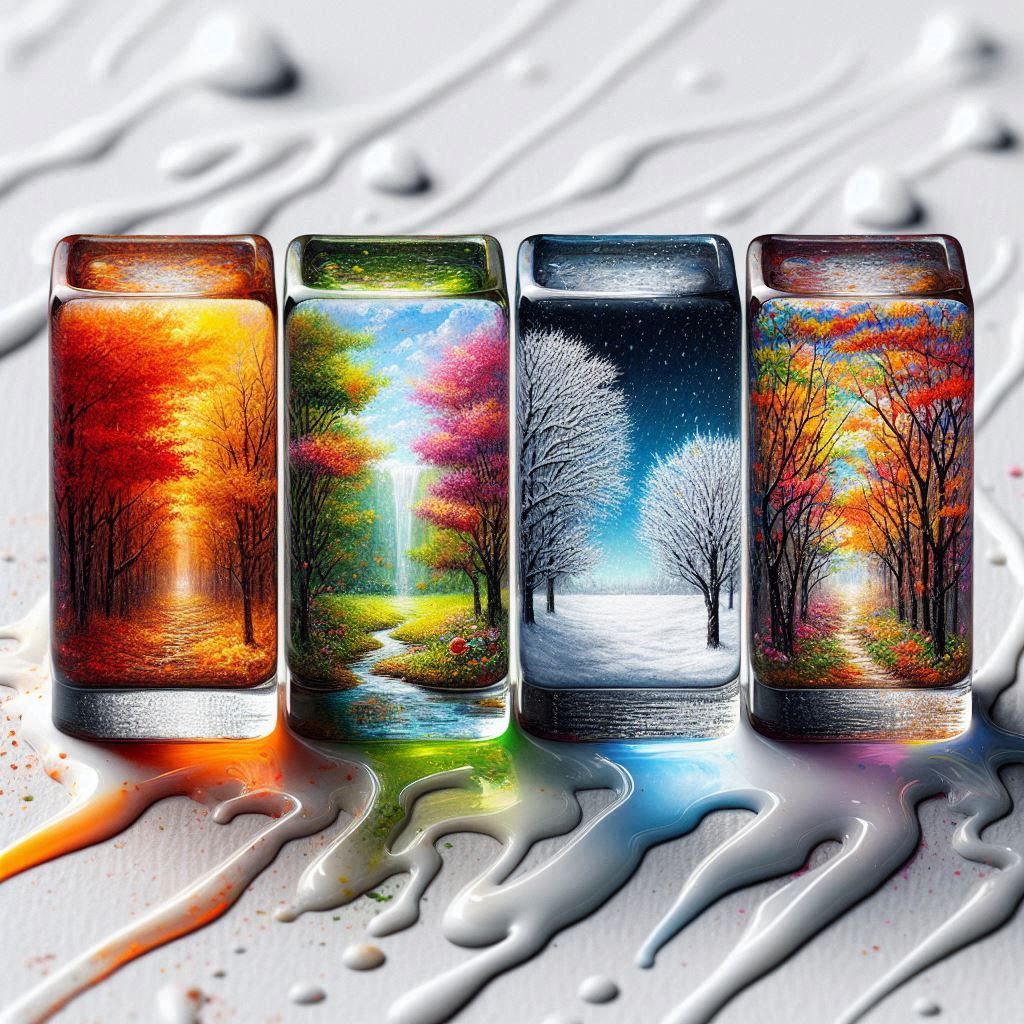 Mini orbe  de Cristal, con las cuatro estaciones....