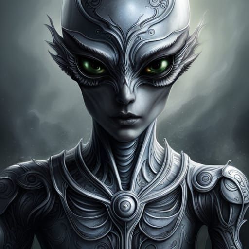 Intricate Alien with Giant Eyes: A Horror Vision